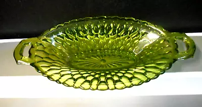 Buy Vintage Indiana Green Glass Honeycomb Pattern Relish Candy Mint Dish  2 Handle • 9.49£