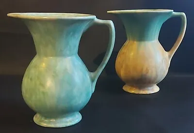 Buy Beswick Ware Jug Vase X 2 Matte Glaze 260/1 & 263/1 Chameleon Drip Green Beige • 45£