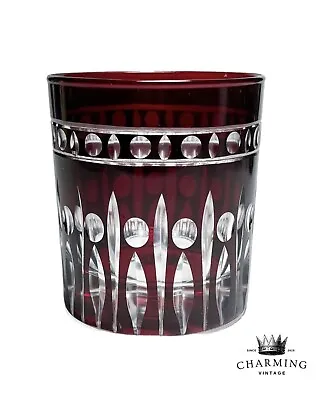 Buy Antique Ruby Red Cut To Clear Tumbler Whiskey Decorative Glass • 32.72£