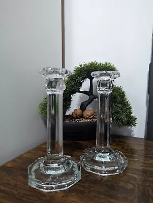 Buy Glass Candle Stick Holder X2 18cm Tall • 6£