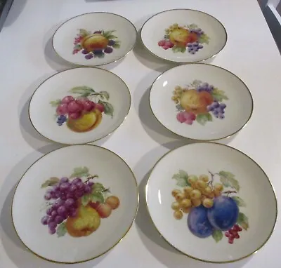 Buy 6 X Thomas Ivory Germany Dessert Plates Hand Painted Fruit & Gilt Rims • 13.45£