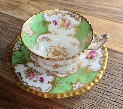 Buy Vintage Coalport Batwing English Bone China Green Demi Cup And Saucer, Hairline • 5£