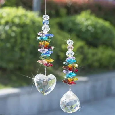 Buy Rainbow Heart Crystal Bead Suncatcher Pendant Window Hanging Decor Ornament Gift • 12.99£
