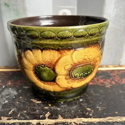 Buy Vintage West Germany Scheurich Pottery Plant Pot Planter 887-17 Yellow Sunflower • 14.99£