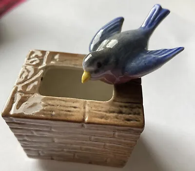 Buy Branksome China Blue Bird Perching On Water Trough Hand Painted Figurine. • 10£