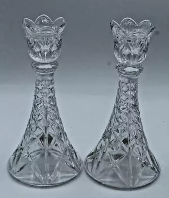 Buy Vintage DePlomb Lead Crystal  Candle Holders Candlesticks 8  Tall Set Of 2 • 17.99£