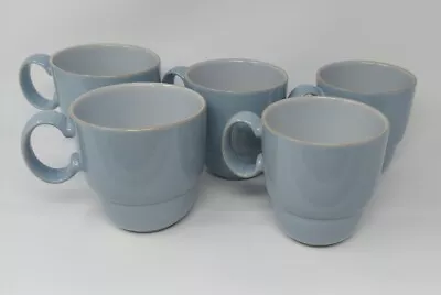 Buy Denby Set Of 5 Everyday Pale/Cool Blue Stacking Mugs • 28.95£
