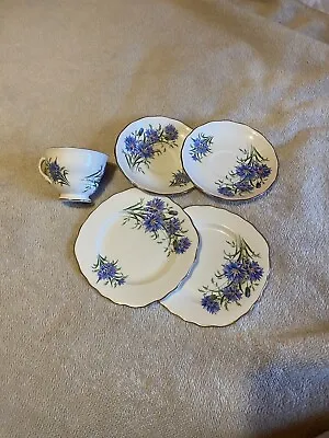 Buy Royal Vale Bone China Tea Set Blue Flowers Replacement Plates And Teacup • 5£