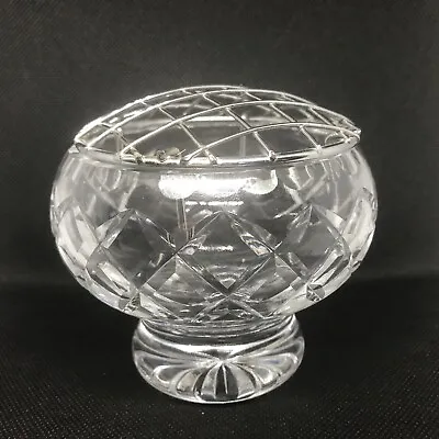 Buy 9cm Tall Vintage Crystal Cut Glass Rose Bowl With Metal Top In Good Condition • 12£