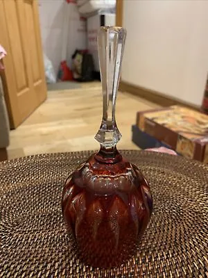 Buy Ruby Red Glass Bell Shaped Ornament - Clear Glass Handle - 18cm  Tall • 12£
