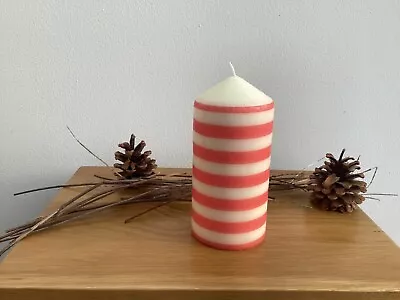 Buy Cornishware Inspired Red Stripes Inspired Pillar Candle With Wrap And Bow • 8.95£