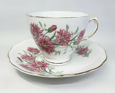 Buy Vintage Royal Vale Ridgway Bone China Tea Cup & Saucer Pink Corn Flowers England • 28.76£