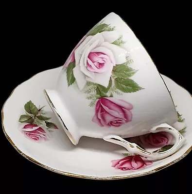 Buy Vintage Royal Vale Pink & White Roses Pretty TeaCup & Saucer Bone China England  • 24.72£