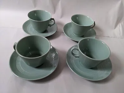 Buy Woods Ware Beryl Green Utility 4 Cup And Saucers • 19.99£