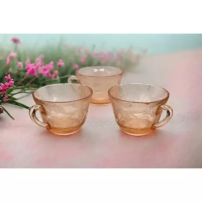 Buy Pink Depression Glass Thick Teacup MacBeth-Evans Dogwood Pink Ca. 1930s Flowers • 31.34£