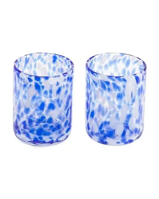 Buy Set Of 2 Rachael Roy Blue & White Leopard Print Glass Drinking Glasses NEW • 13.16£