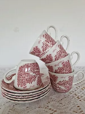 Buy 15 Pcs Vintage English Beautiful Red And White Pottery  • 15£