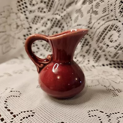 Buy Vtg Mini Ewer Vase American Art Pottery Gloss Maroon Glaze USA Grannycore MCM • 14.43£