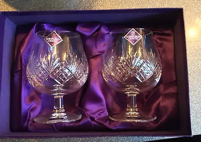 Buy Pair Of Edinburgh Cut Crystal Brandy Glasses - Kingston- Old Fashioned, Boxed • 49.95£