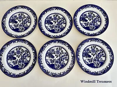 Buy 6 Antique Copeland Blue & White Floral Bird Salad Small Dinner Plates 9 - Fab • 39.99£