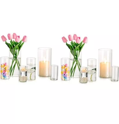 Buy Hurricane Candle Holders Glass Tea Light Candle Holders Pillar Candles Set Of 12 • 44.99£