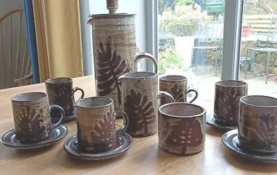 Buy Briglin Studio Pottery Coffee Set. Fern Pattern, Mint Condition. • 29.95£