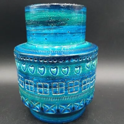 Buy Bitossi MCM Rimini Blue Cylindrical Art Pottery Vase Aldo Londi Raymor Italy • 326.07£