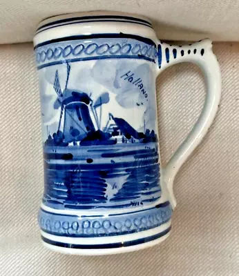 Buy Vintage Hand Painted Ceramic Delft Blue Mug/Tankard Handmade In Holland • 9.50£