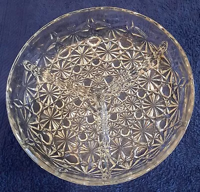 Buy Vintage Glass Segmented Dish Hors D’oeuvres Nibbles Olive Nut Bowl Round 18 Cm  • 23£