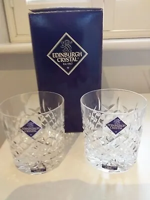 Buy TWO EDINBURGH CRYSTAL -  WHISKY TUMBLER GLASS 8 Cm Dia/8.5cm High  UNUSED NEW • 35£
