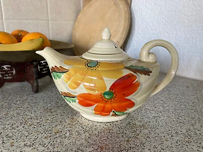 Buy Vintage Teapot Arthur Wood Aladdin Shape Hand Painted C 1934 Floral Orange Rare! • 34.99£