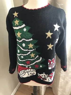 Buy JJ Poole Christmas Women’s Vintage Cat Sweater Size Medium USA Made • 18.10£