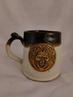 Buy Very Large Ceramic Pottery Mug Viking Runes Skull Decoration Perfect Condition • 16.99£