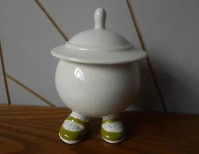 Buy SUGAR BOWL WITH LID Walking CARLTON WARE Lustre Pottery 1973 Green Shoes • 49.99£