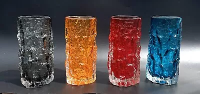 Buy 4 Whitefriars Glass 6 Inch Bark Vases- Pewter, Tang, Kingfisher, Ruby • 239.99£