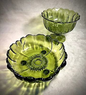 Buy Vintage Green Glassware Set Of 2 • 28.77£