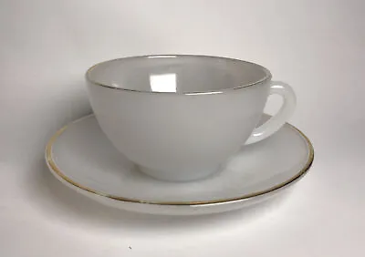 Buy Arcopal Harlequin Cup & Saucer Pearlescent White Milk Glassware Vintage • 6.99£