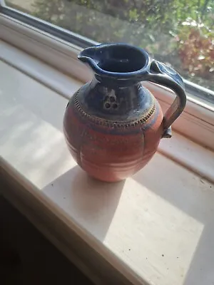 Buy St Agnes Pottery, Cornwall Decorative Jug - Deep Pink And Blue Glaze 6ins High • 15£