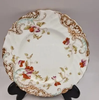 Buy Antique Vintage Art Nouveau Aynsley Flutted Red Flowers Side Bread Plate 7  • 5£