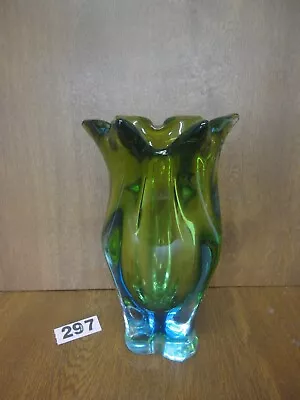 Buy Large 24 Cm / 2.4 Kilo Czech Bohemian Chribska Art Glass Vase - Josef Hospodka • 9.95£