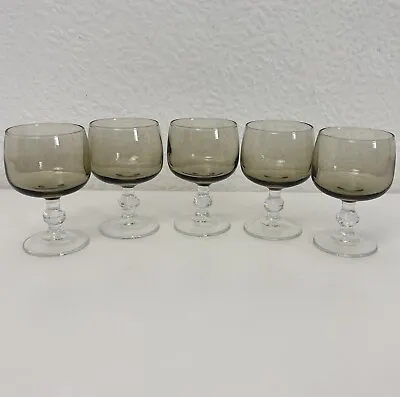 Buy Vintage France Luminarc Smoked Glass Liquore Sherry Glasses Crystal Cut Style • 11.99£