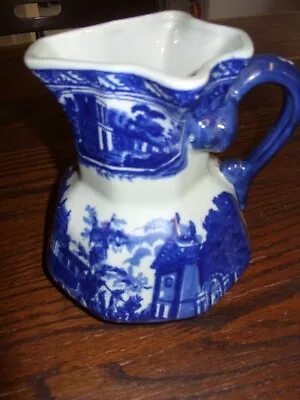 Buy VICTORIA WARE  Blue Ironstone Fluted Jug/Pitcher  Town Scene 175mm TALL • 12.95£