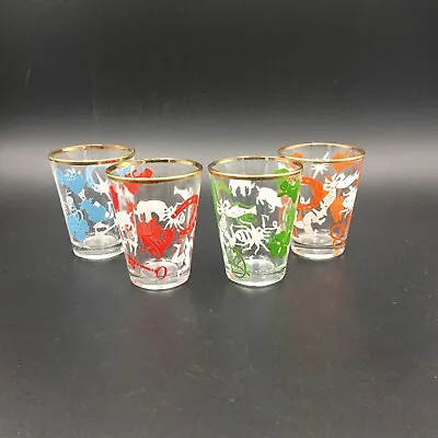 Buy 4 X Shot Glasses Vintage Small Lucky Charms Drinking Glass Liqueur Shorts France • 12.50£