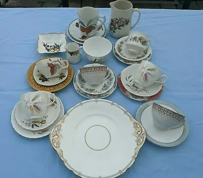 Buy Vintage China Tea Set * 26 Pieces * 7 Trios, Cake, Milk, Sugar, Vase * Set I • 20£