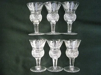 Buy Vintage Edinburgh Crystal 6 X Thistle Etched 3 1/4   Liqueur Glasses - Signed • 120£