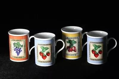 Buy 4 Crown Trent English Fine Bone China Strawberry Grapes Radish Coffee Tea Mugs  • 24.01£