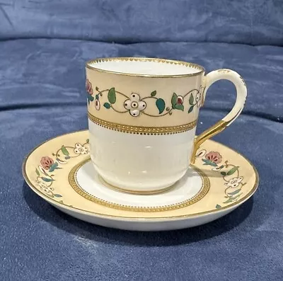 Buy Royal Worcester Aesthetic Enamel Raised Jeweled Demitasse Cup & Saucer C.1882 • 192.06£