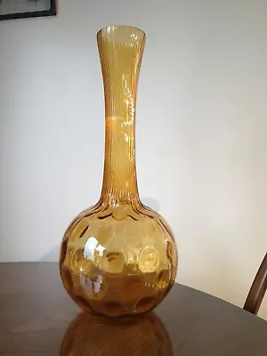Buy Extra Large Vase 1960s Amber Bubble Tall Vase Glass Mid Century Modern  • 45£