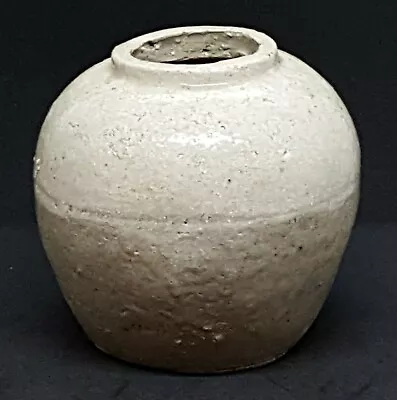 Buy Chinese Export Beige Stoneware Vintage Pre Victorian Oriental Antique Ball Vase • 145£