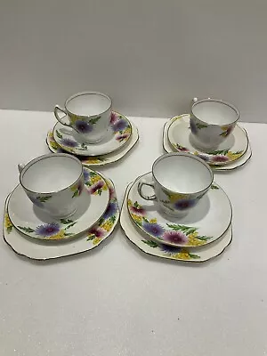 Buy 4 X Stanley Bone China  Hand Painted Tea/Coffee Set Trios Made In England Trios • 40£
